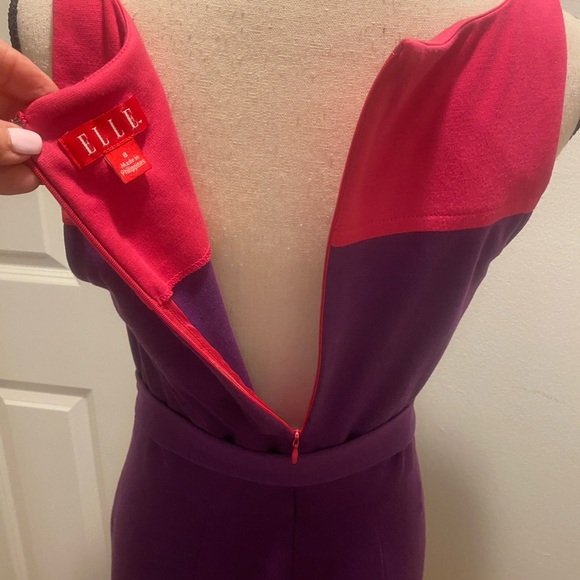 Elle Womens Purple Red Pink Color Block Sleeveless Midi Dress size 8 - Picture 3 of 12